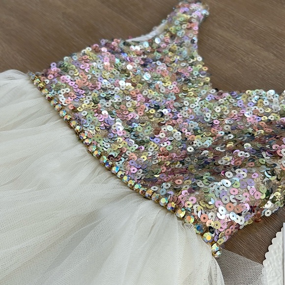 American Princess Toddler Girl Rainbow Sequin Tulle Holiday Dress 3T - Picture 3 of 7